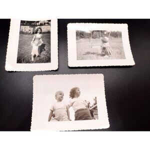 Vtg 50s Kids Siblings Photographs Black White Kodak Velox Children Play Family